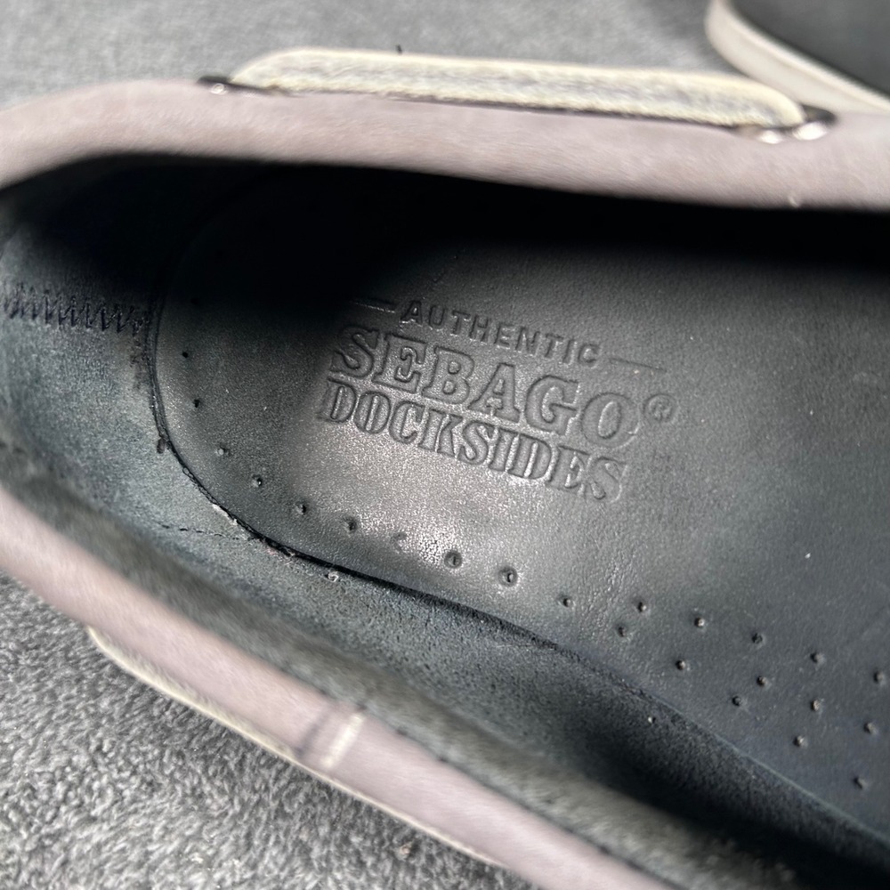 Sebago Docksides Grey Charcoal Nubuck Leather Boat Shoes Womens 9 M 79048122 - Picture 10 of 11